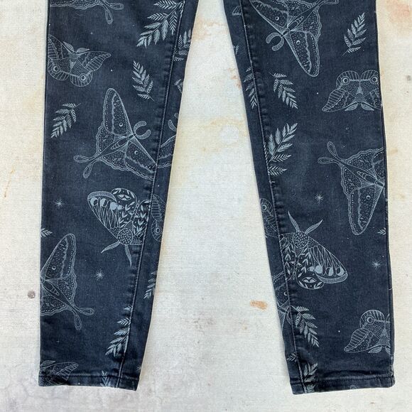 Disturbia Women's Jeans 30" /US 8 Callopistria Moth Print Goth Grunge High Waist - Picture 5 of 14